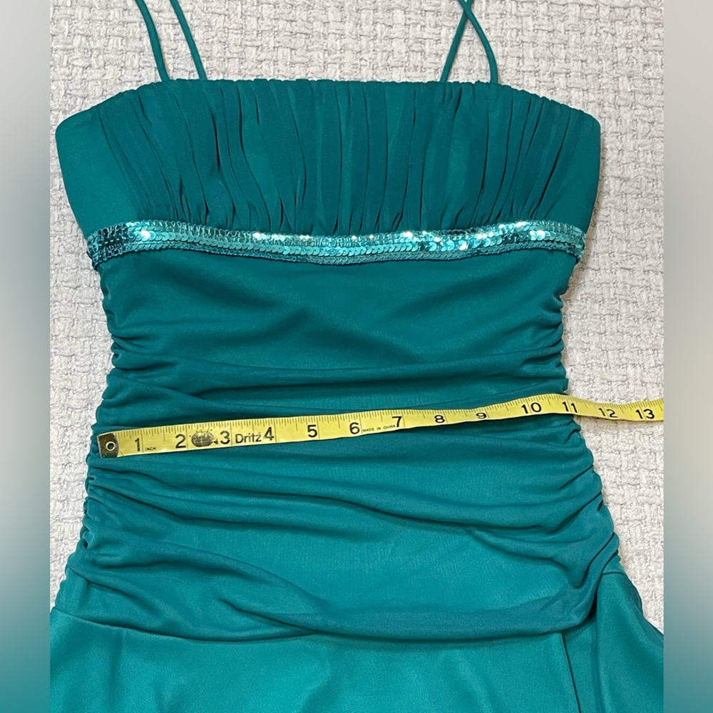 Y2K Vintage Women's Deep Teal Blue Dress Fairycore Balletcore Sequins Size Small - Picture 13 of 15